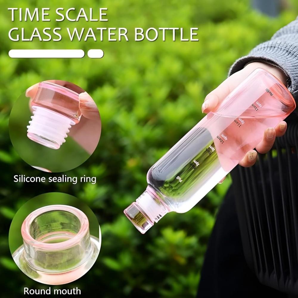 Time Marker Glass Water Bottle