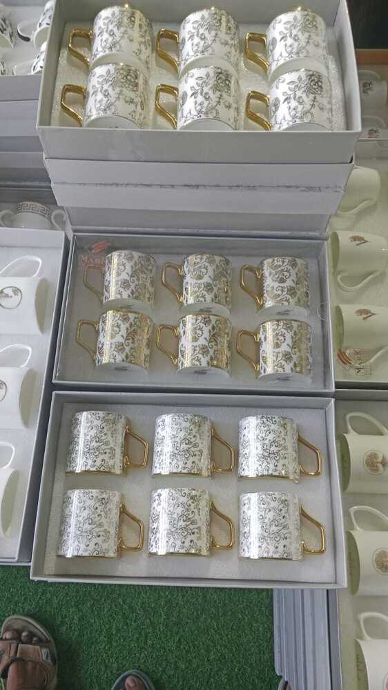 Gold Printed Ceramic Cup Set