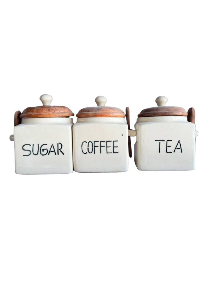 Sugar Coffee Tea Ceramic Container Set