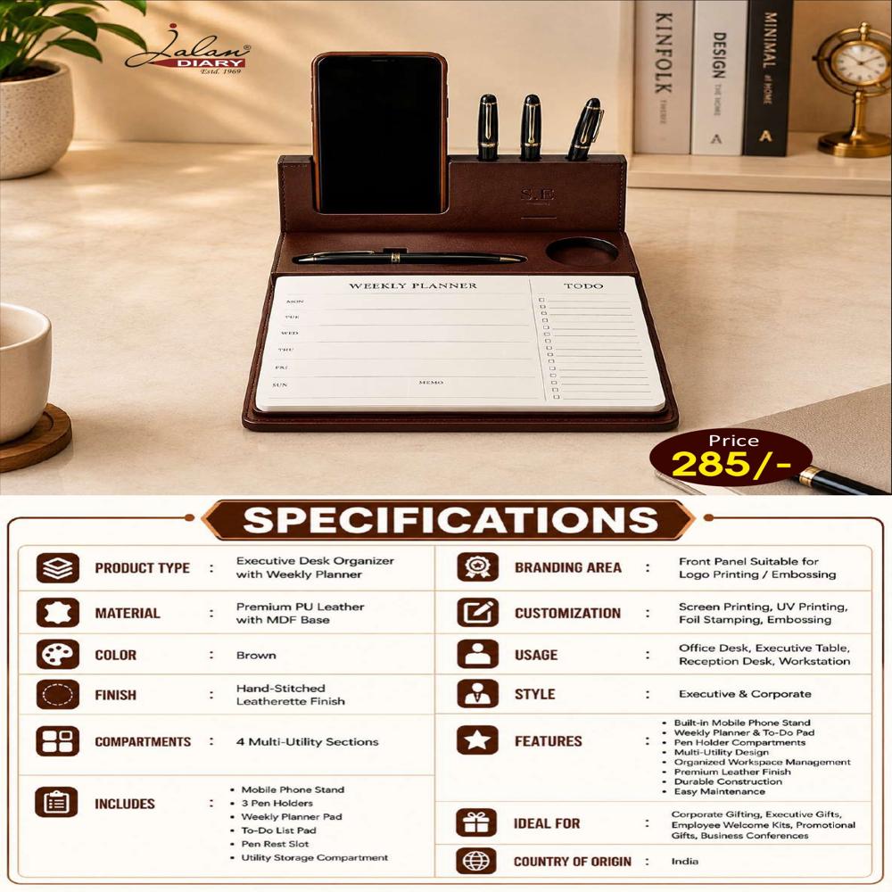 Jalan Executive Desk Organizer with Weekly Planner