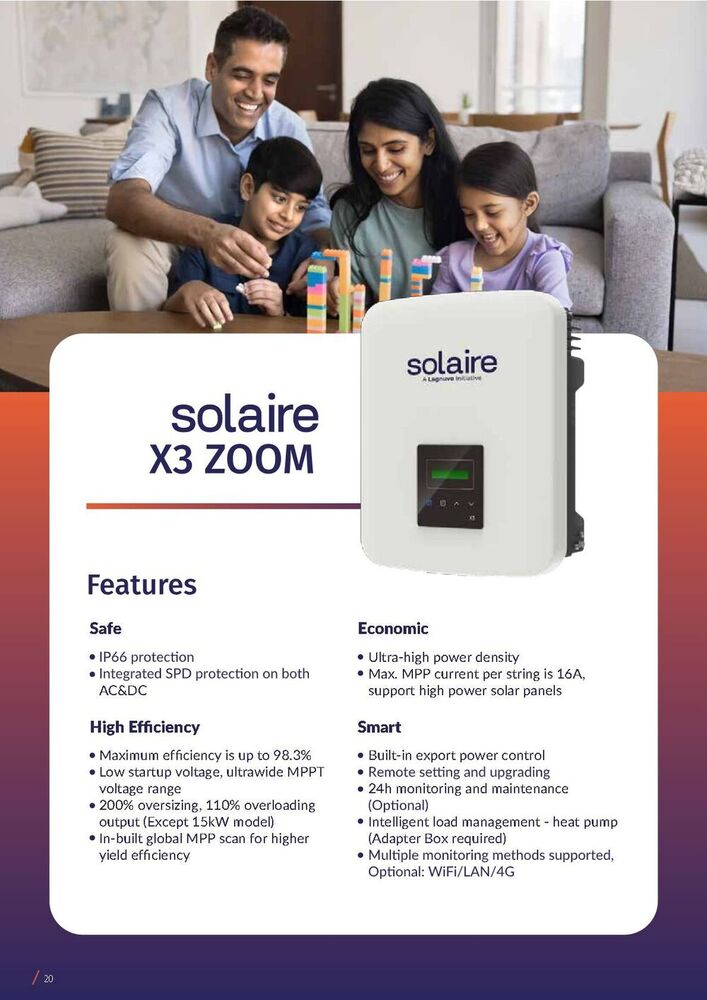 Solaire X3 Zip 5kW Three Phase On Grid Solar Inverter