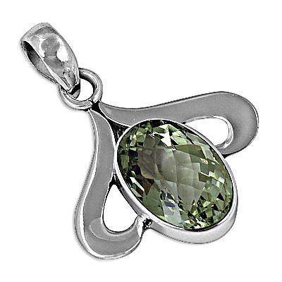 फैशनेबल लोकप्रिय ग्रीन नीलम रत्न चांदी का लटकन