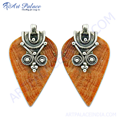 प्राकृतिक रत्न चांदी के आभूषण, लकड़ी की चांदी की बाली