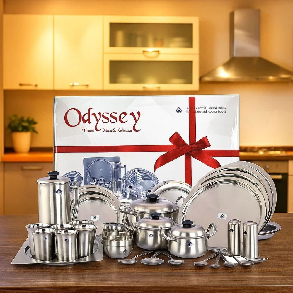 Odyssey 46 Pc Stainless Steel Dinner Set-Premium Food Grade Salem Steel Tableware Set - Material Grade: 304