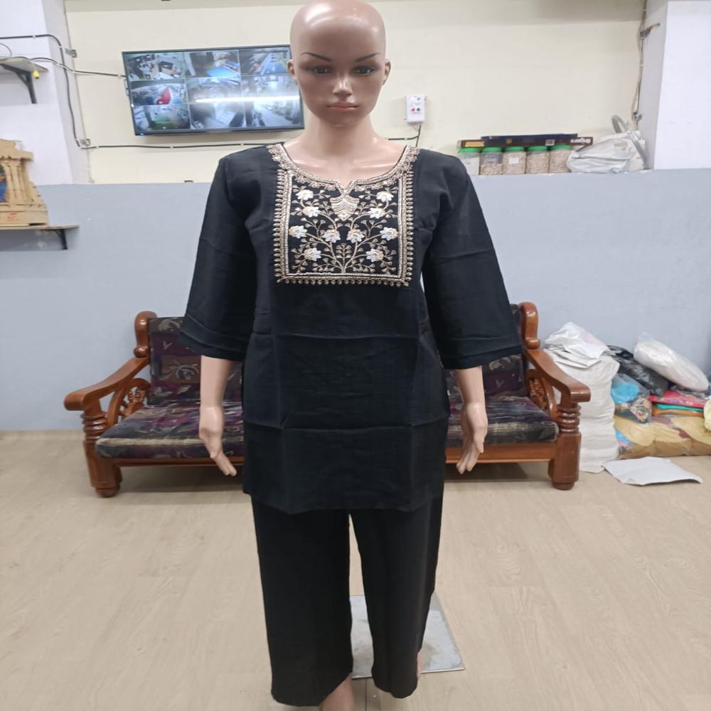 Elegant Embroidered Black Kurta