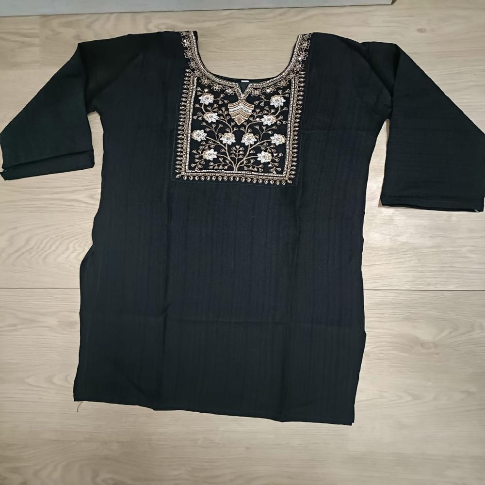 Elegant Embroidered Black Kurta