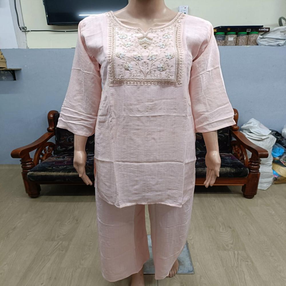 Blush Pink Elegance Embroidered Kurta Pant Set