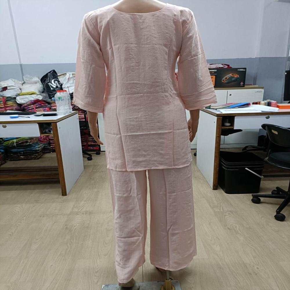 Blush Pink Elegance Embroidered Kurta Pant Set