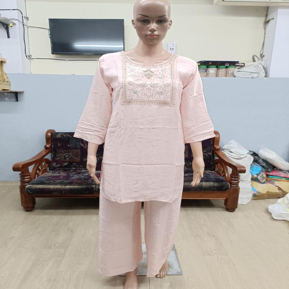 Blush Pink Elegance Embroidered Kurta Pant Set