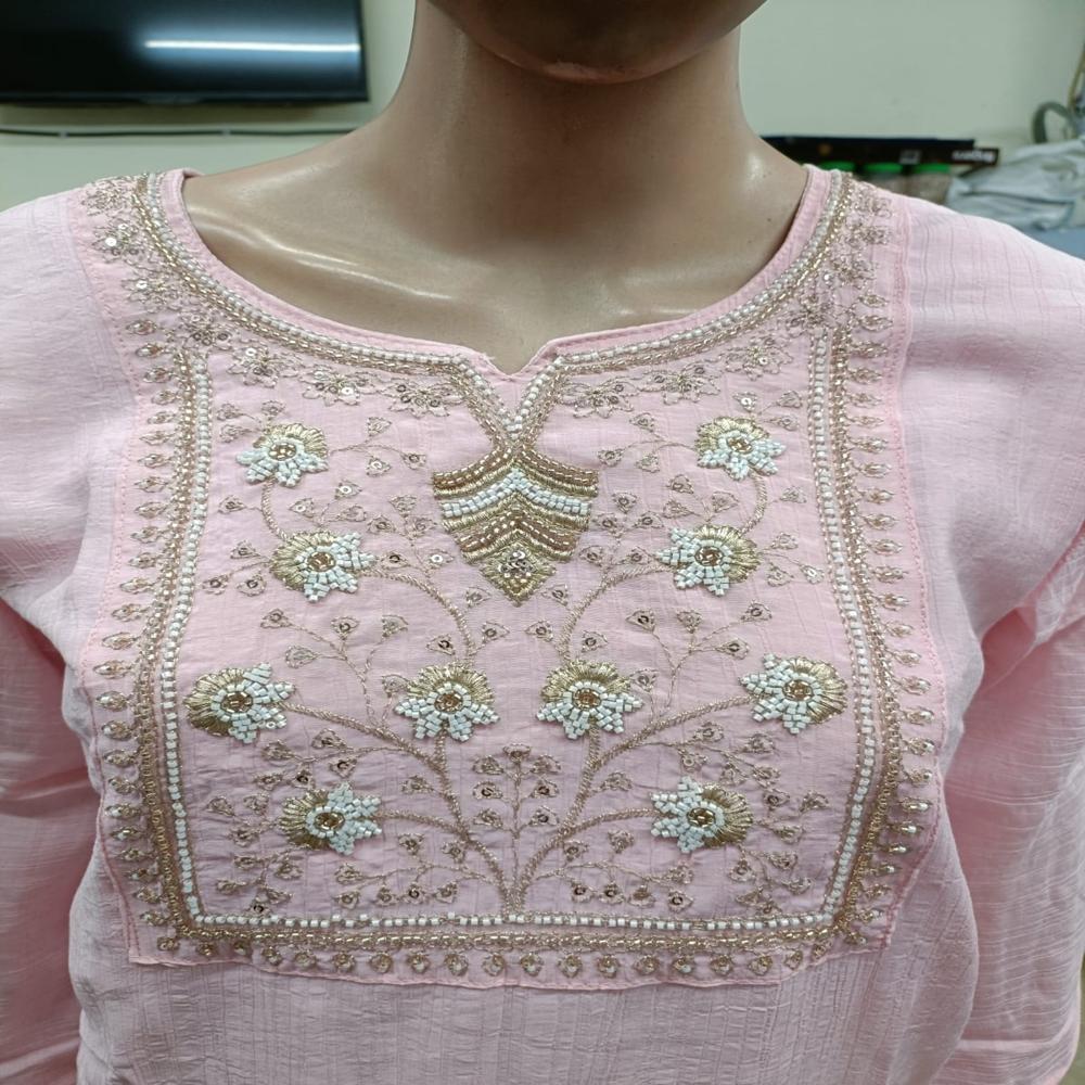 Rose Blush Floral Embroidered Kurta Pant Set