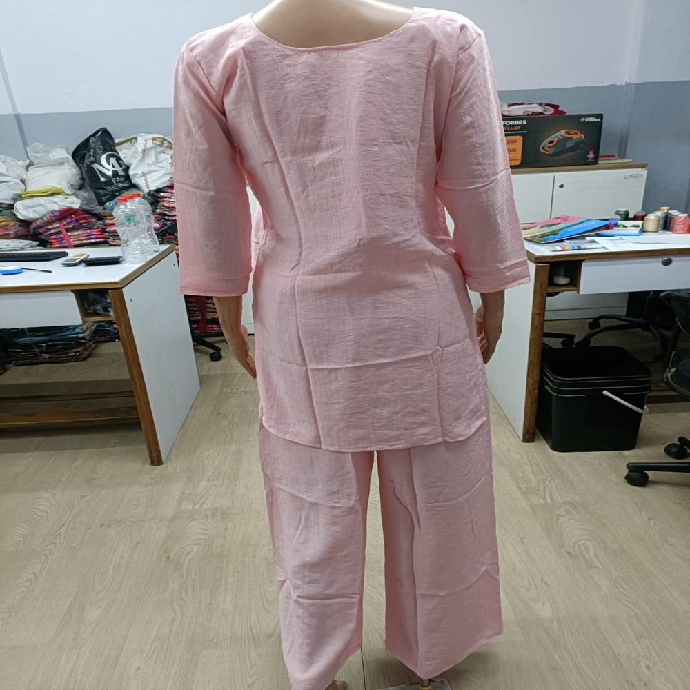 Rose Blush Floral Embroidered Kurta Pant Set