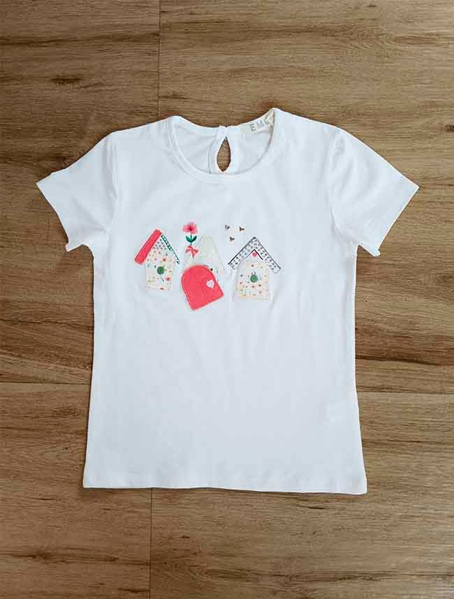 G22351 Baby Girls Printed N Applique Top - Color: White