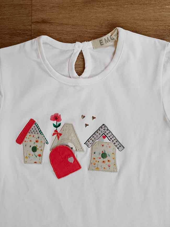 G22351 Baby Girls Printed n Applique Top