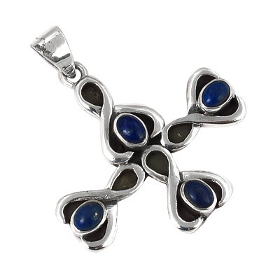 इंडियन टच लापीस लज़ुली जेमस्टोन सिल्वर पेंडेंट