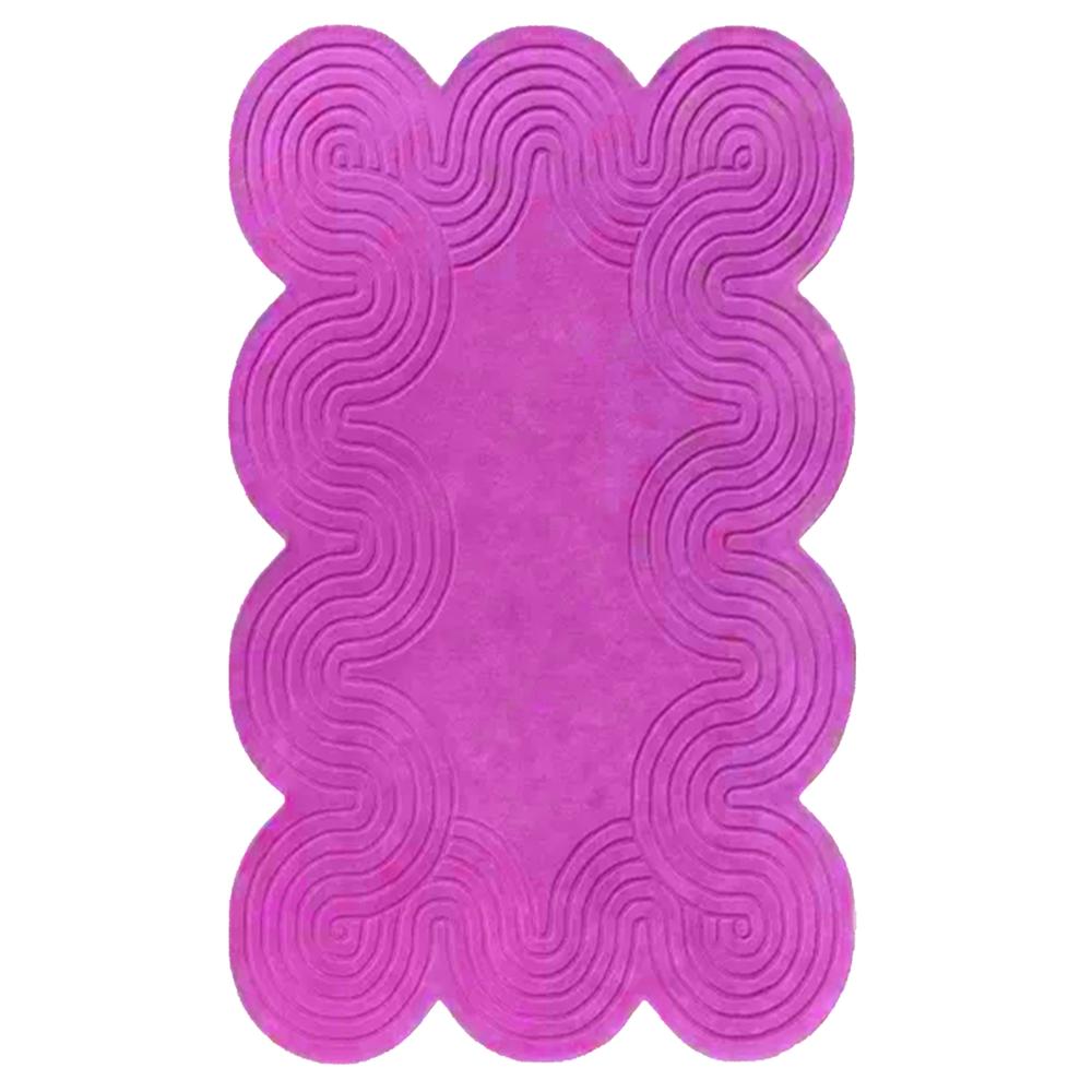 Pink Abstract Wavy Tufted Rug for Modern Home Decor