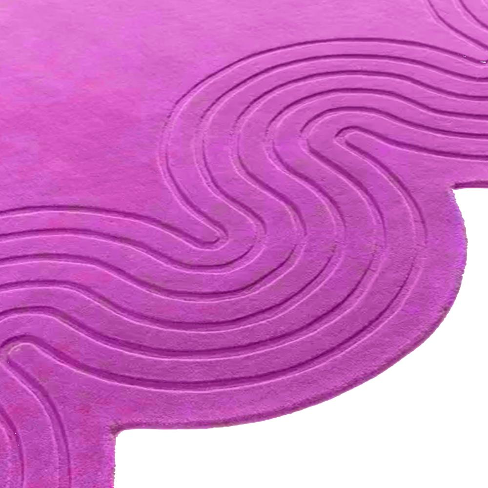 Pink Abstract Wavy Tufted Rug for Modern Home Decor