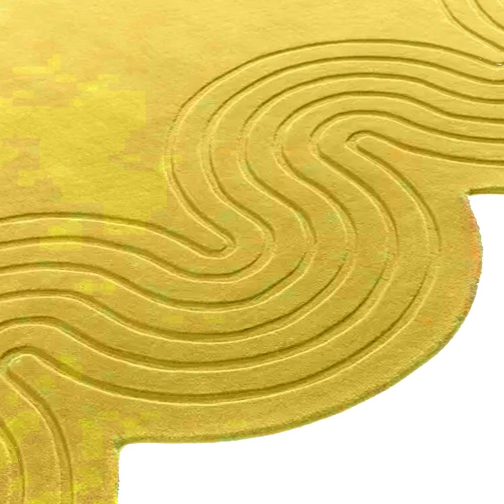 Yellow Abstract Wavy Tufted Rug for Modern Home Decor