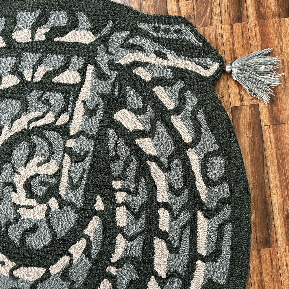 Handmade Round Wool Tufted Snake Pattern Rug with Tassels for Home Decor