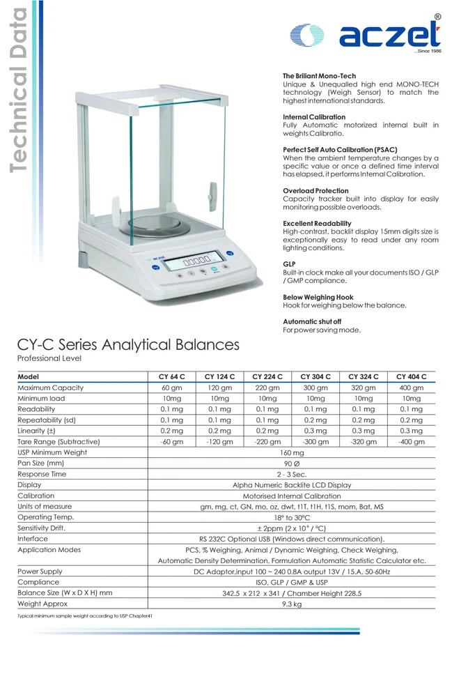 Aczet Analytical Balance CY 224 C Aczet, 220g, 0.1Mg (0.0001G)