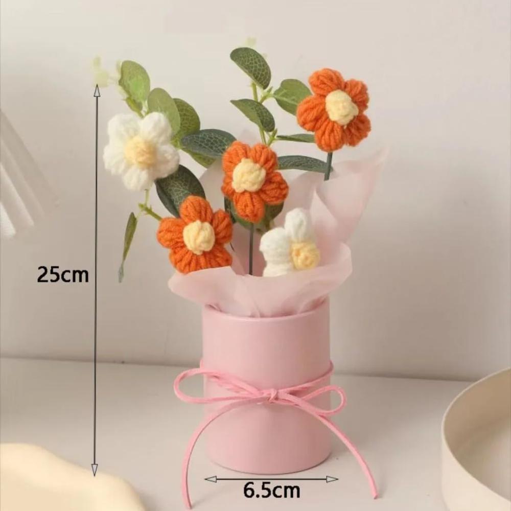Crochet Flower Bouquet In Pink Pot