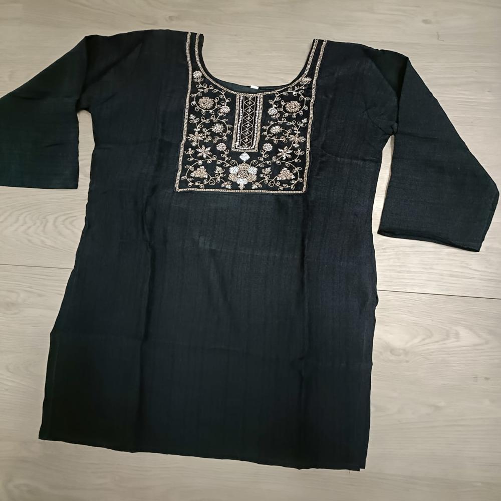 Elegant Black Embroidered Straight Kurta with Palazzo Pants Set