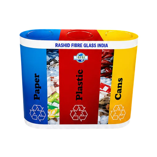 FRP Color Coded Trio Dustbin With Swing Lids