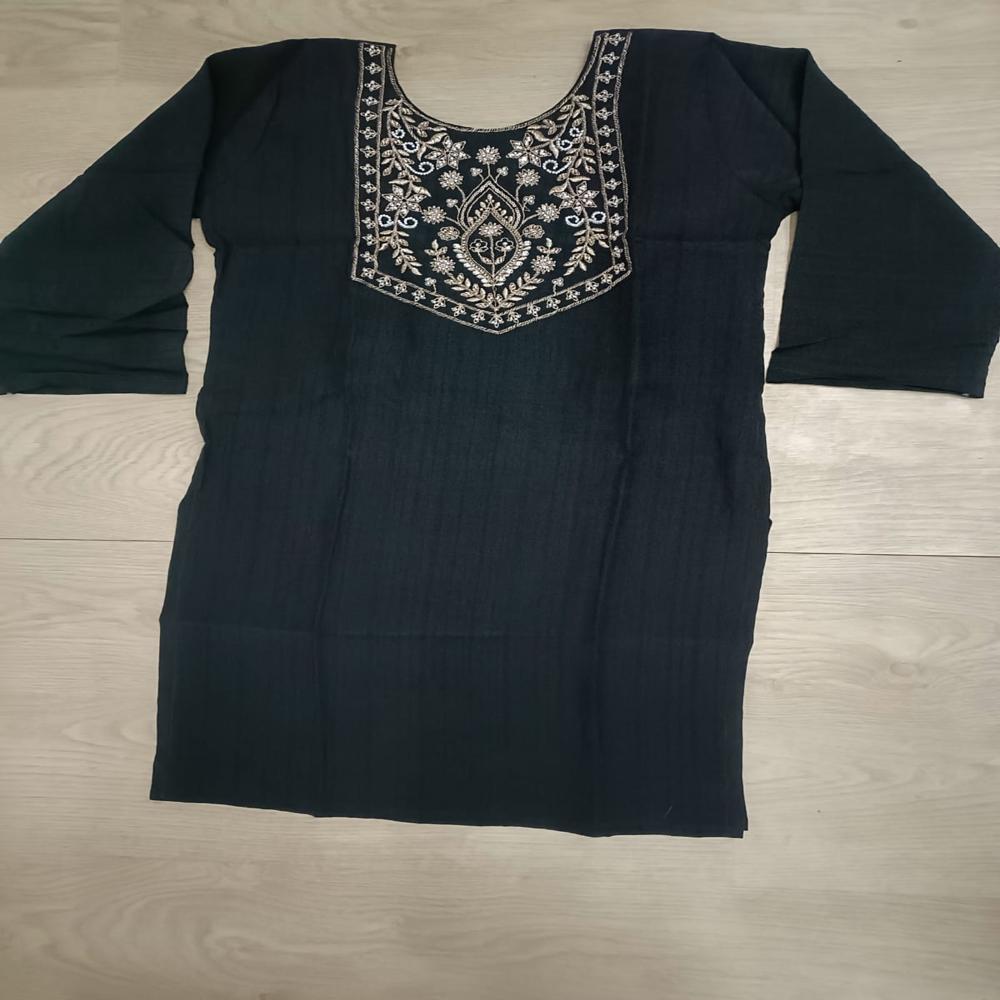 Sophisticated Black Hand-Embroidered Kurta Set with Trousers