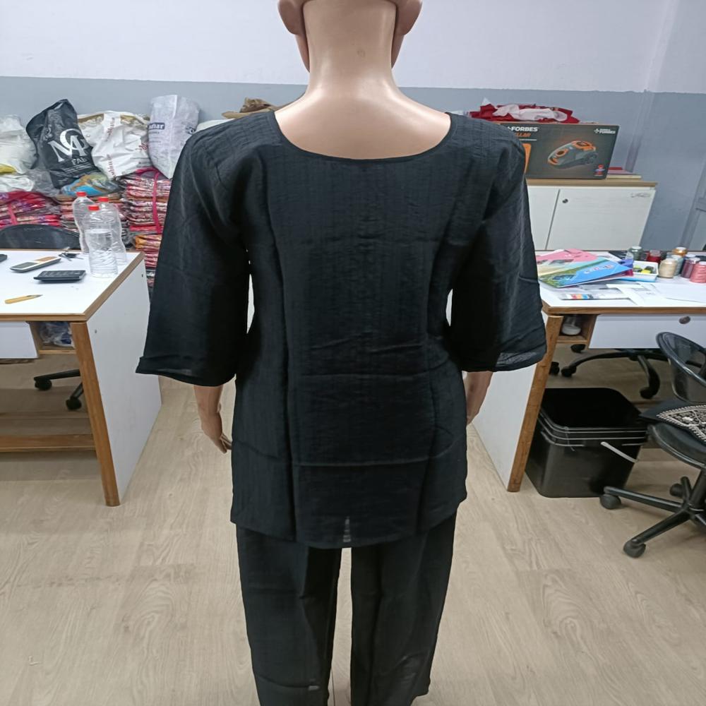 Sophisticated Black Hand-Embroidered Kurta Set with Trousers