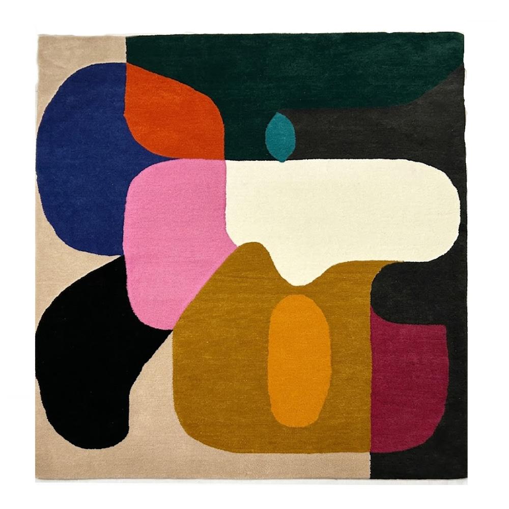 Handmade Abstract Multicolor Geometric Wool Tufted Rug for Modern Home Decor