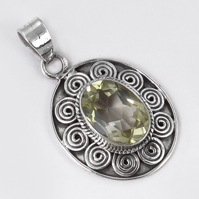 जातीय डिजाइनर सिट्रीन रत्न चांदी का लटकन