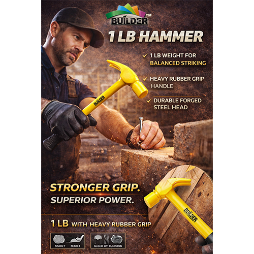 1 LB Hammer with Heavy Rubber Grip