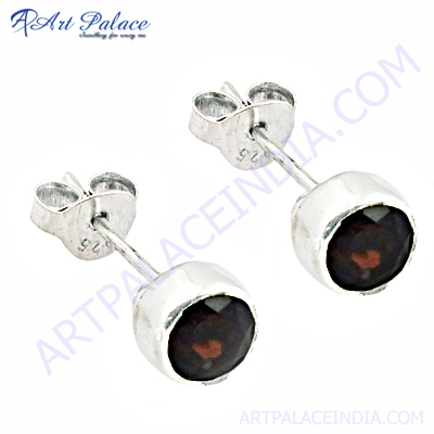 लड़कियों के लिए स्टर्लिंग सिल्वर गार्नेट रत्न बाली