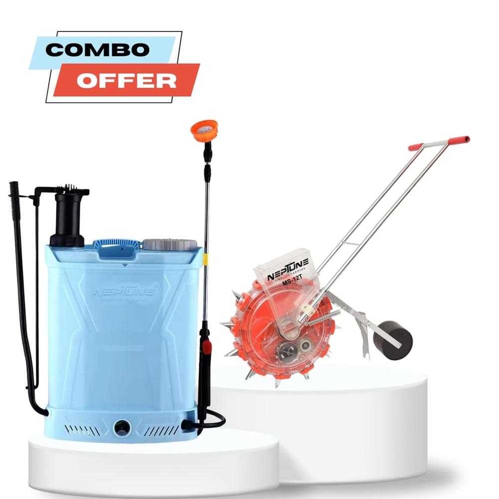 Neptune Dual Action Farming Combo Battery Sprayer + 12 Teeth Seeder