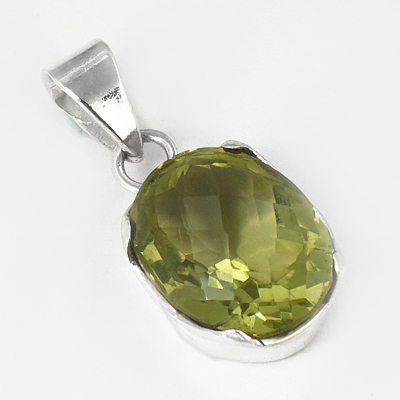 उत्तम दर्जे का नींबू क्वार्ट्ज रत्न चांदी का लटकन