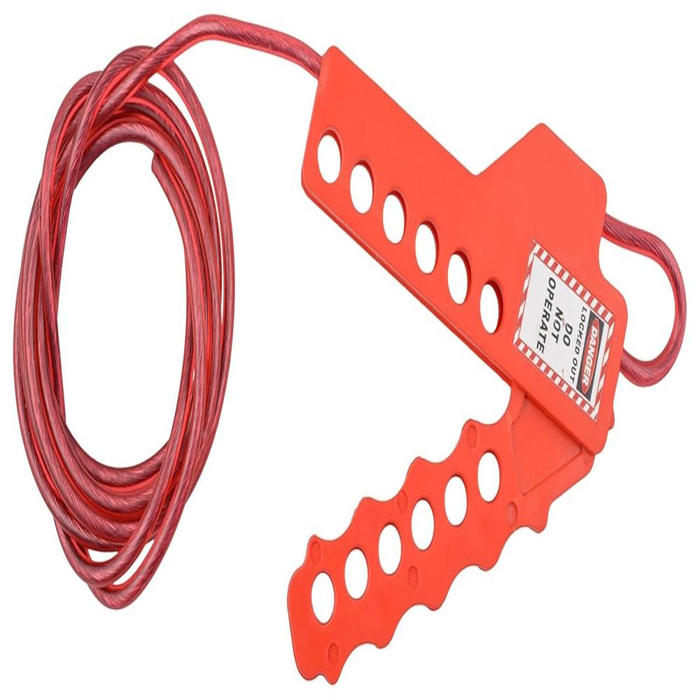 Nylon Scissor Cable Lockout - Coated Nylon 1m Red, 4mm Cable, Ergonomic Grip, Multiple Lock Holes
