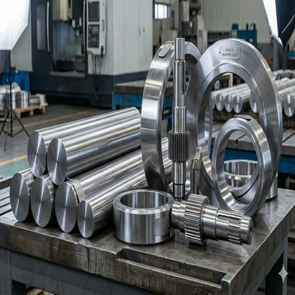 AISI 6150 51CrV4 1.8159 Cr V Spring Steel Forgings for Mining, Gear Drives and Power Shafts, Gears, Pinions, Torsion Bars and Rolled Rings Jiangsu Liangyi