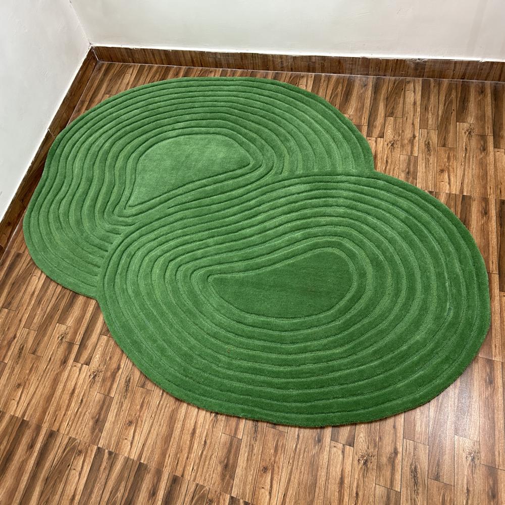 Green Color Hand Tufted Rug for Living Room Bedroom Modern Home Decor