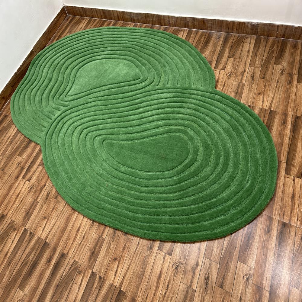 Green Color Hand Tufted Rug for Living Room Bedroom Modern Home Decor