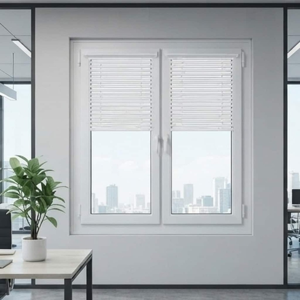 UPVC Double Operable Louver Windows In White With Powder Coated Finish