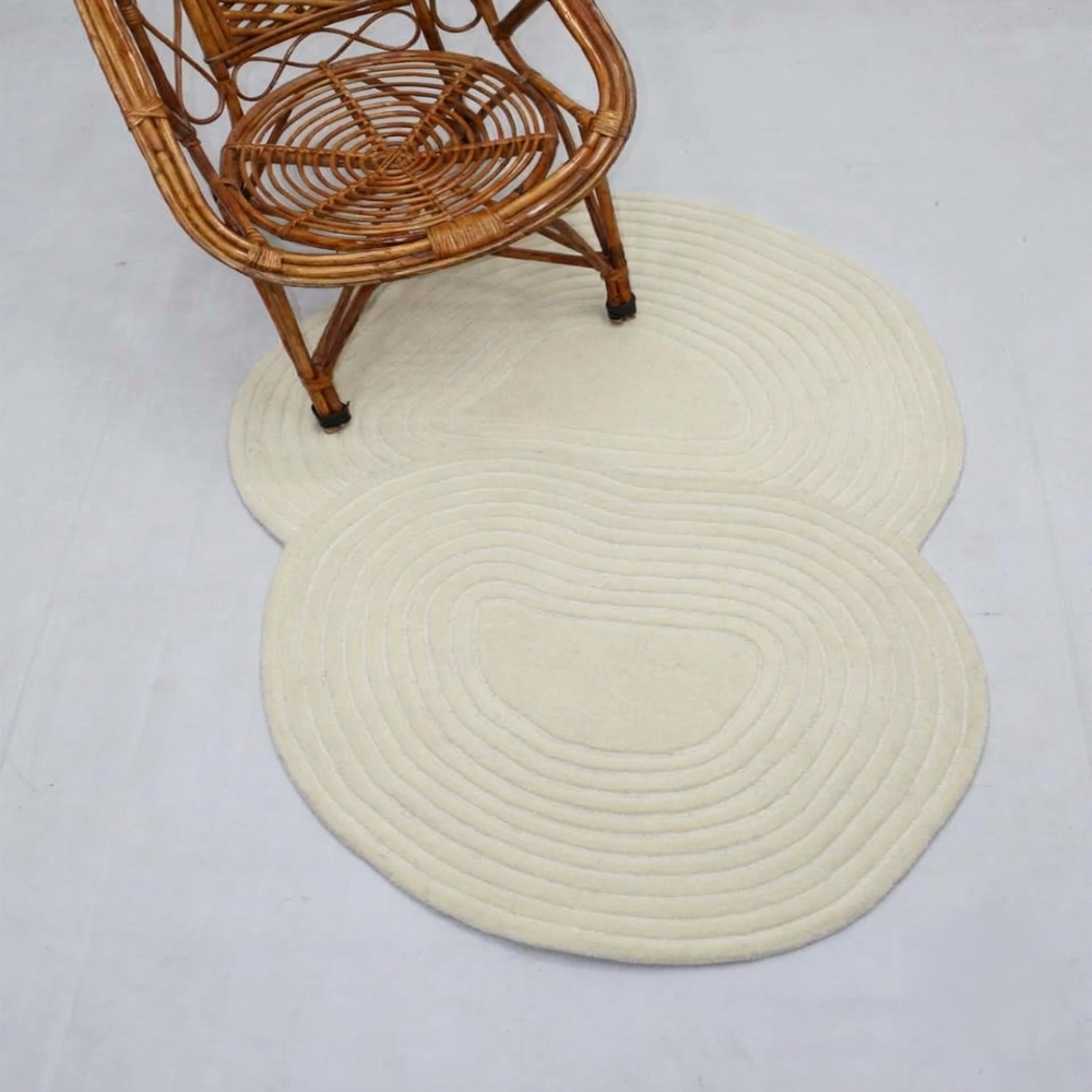 White Color Hand Tufted Rug for Living Room Bedroom Modern Home Decor