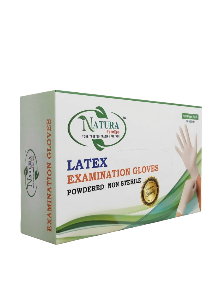 Latex Examination Gloves-Powdered-Non Sterile-100 Piece Pack - Color: White