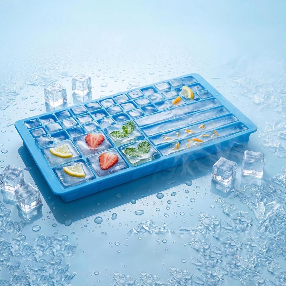 Silicone Ice Cube Tray With Lid - Capacity: 24 Pcs/Hr