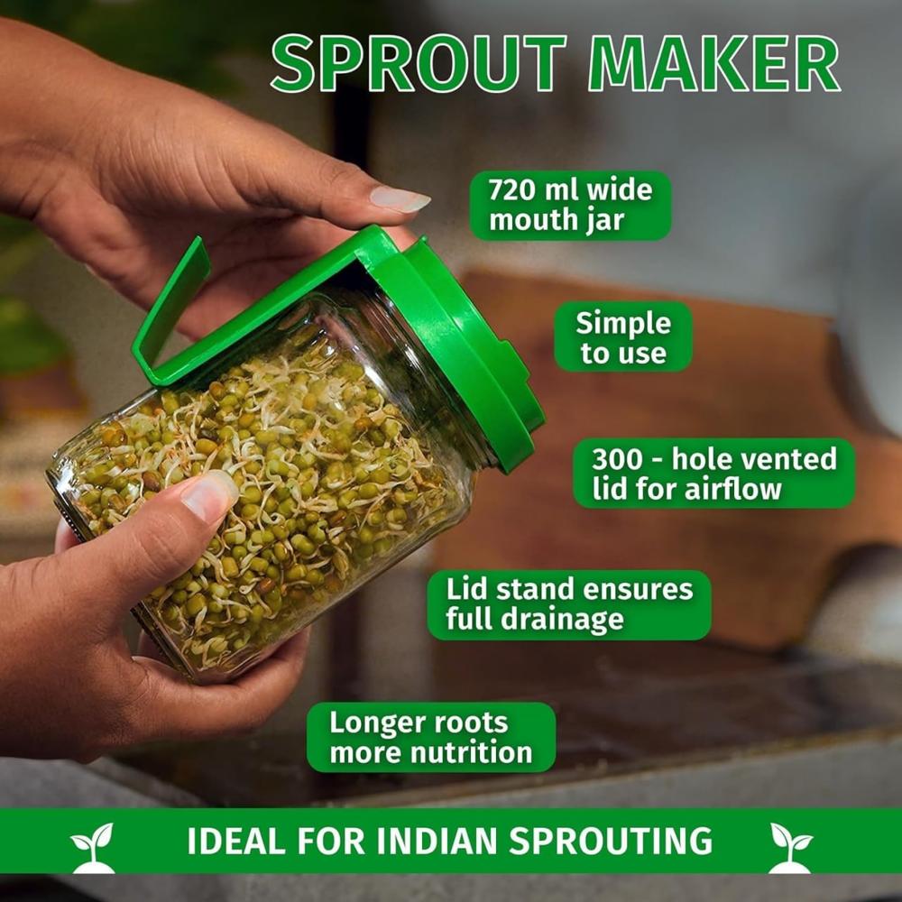Glass Sprout Maker Jar With Lid