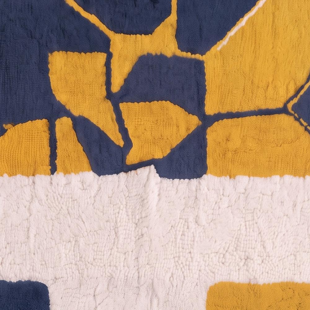 Modern Multicolor Abstract Hand Tufted Rug in Rust Brown Navy Blue Mustard Yellow and Cream for Living Room Decor