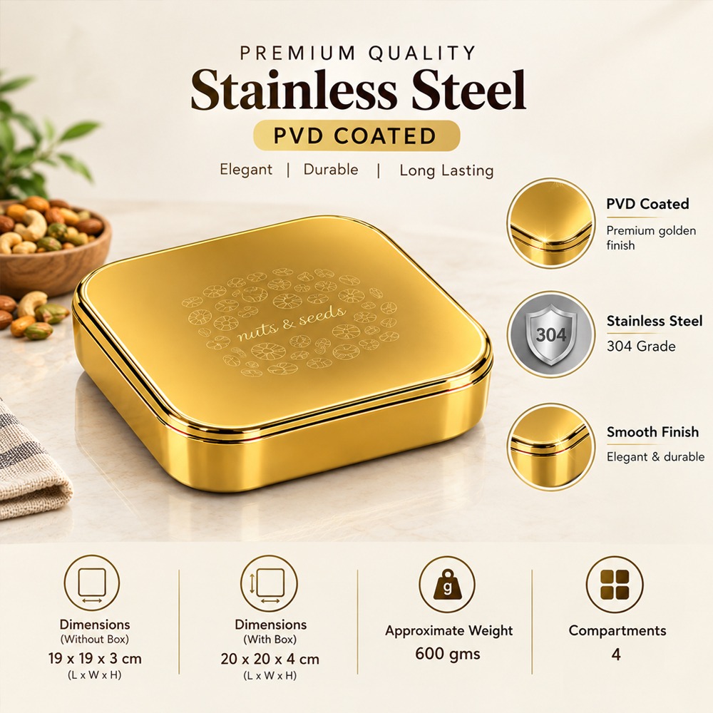 Nuts & Seeds Container (Dry Fruit Box) With Gold PVD Coating
