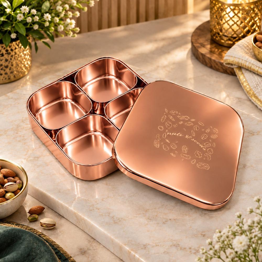 Nuts & Seeds Container (Dry Fruit Box) With Rose Gold PVD Coating