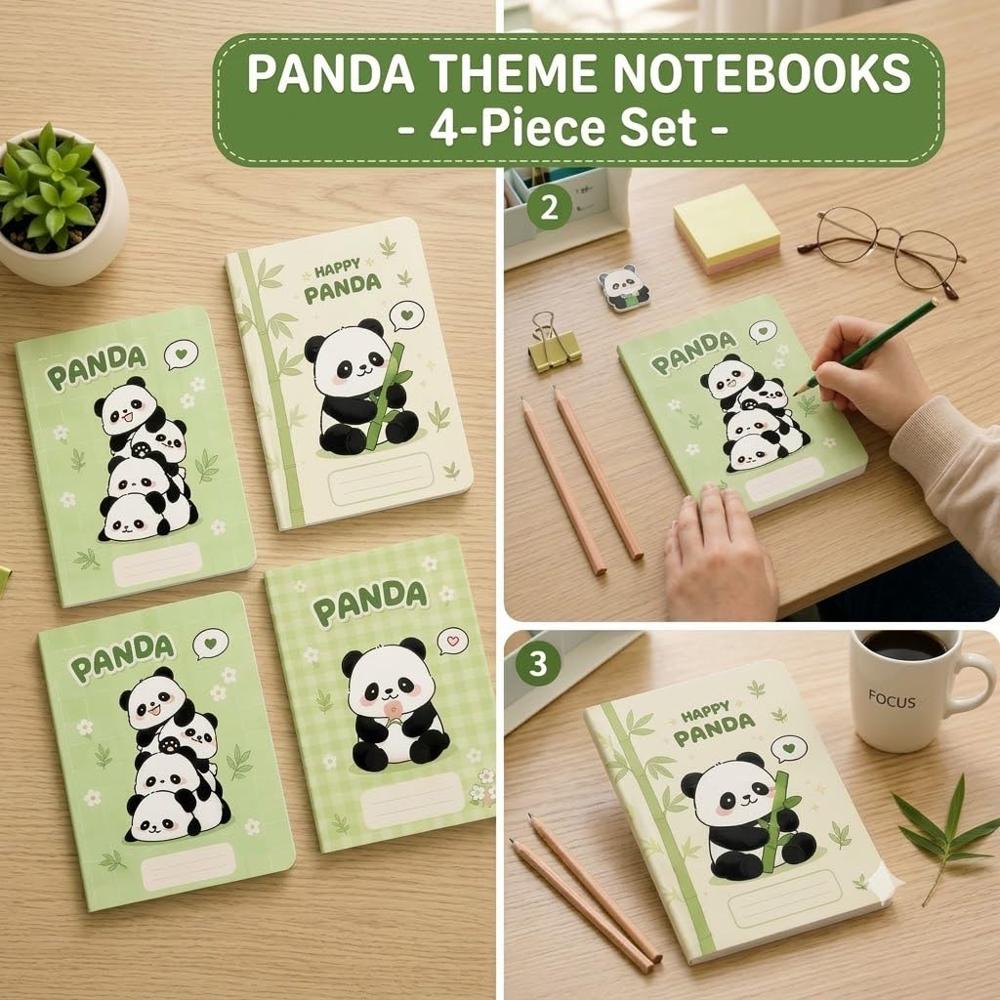 Panda Theme Notebook 4 Pcs Set