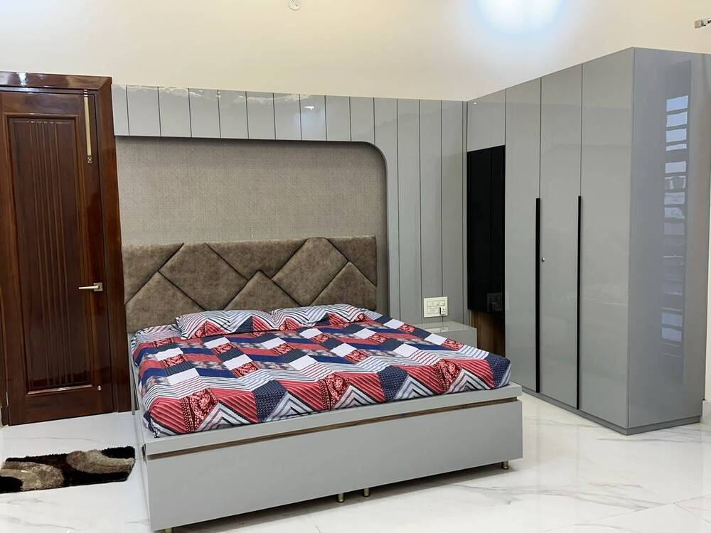 Wooden Bed with Wardrobe