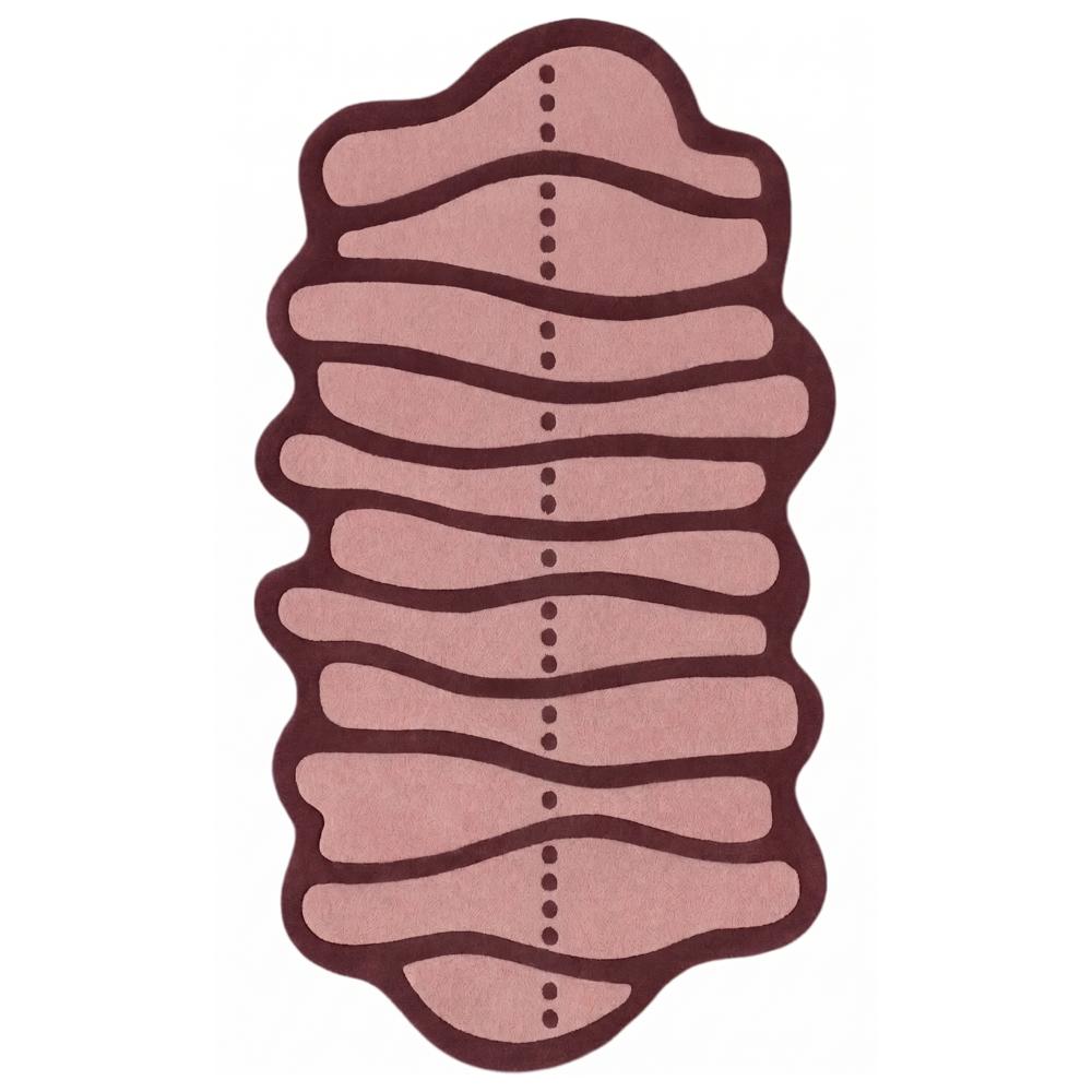 Hand Tufted Pink and Brown Abstract Irregular Shape Wool Rug Modern Artistic Area Carpet for Living Room Bedroom Decor