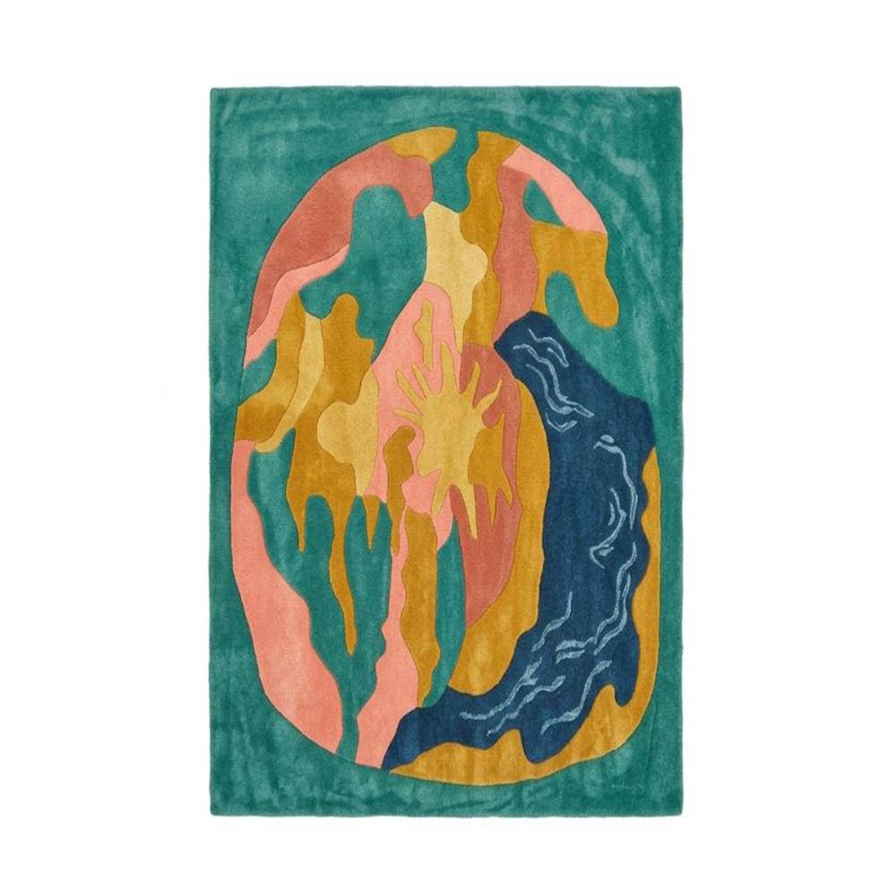 Hand Tufted Colorful Abstract Wool Area Rug Modern Artistic Multicolor Carpet for Living Room Bedroom Home Decor